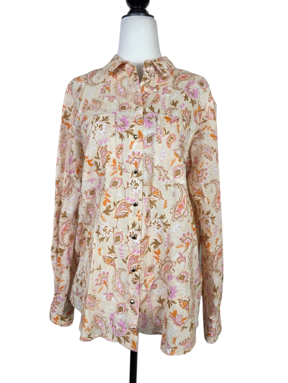 Mos Mosh linen Paisley Button-Down Shirt